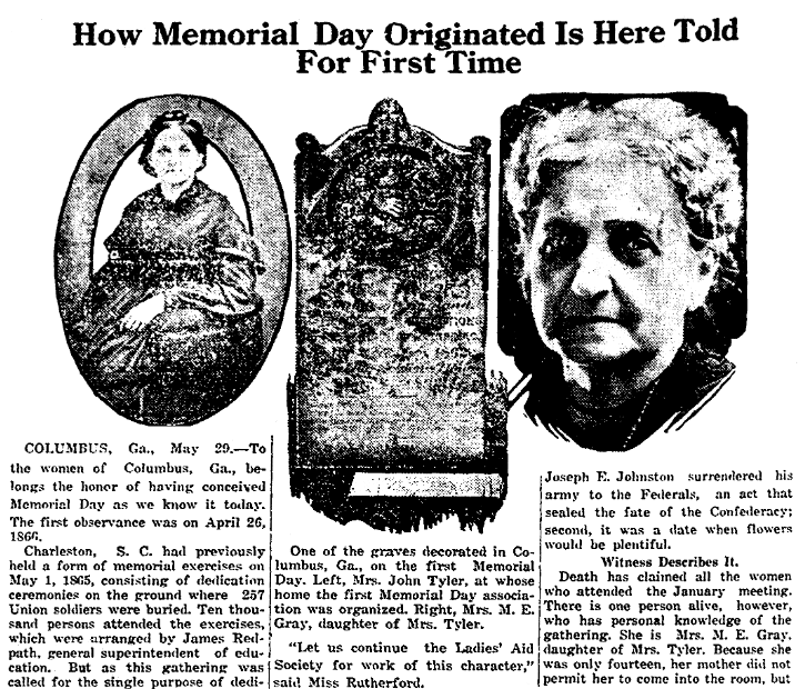 an article about Memorial Day, Miami District Daily News newspaper article 29 May 1922