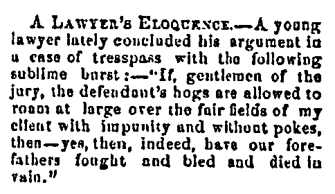 an article about funny stories, Peninsular News and Advertiser newspaper article 18 July 1862