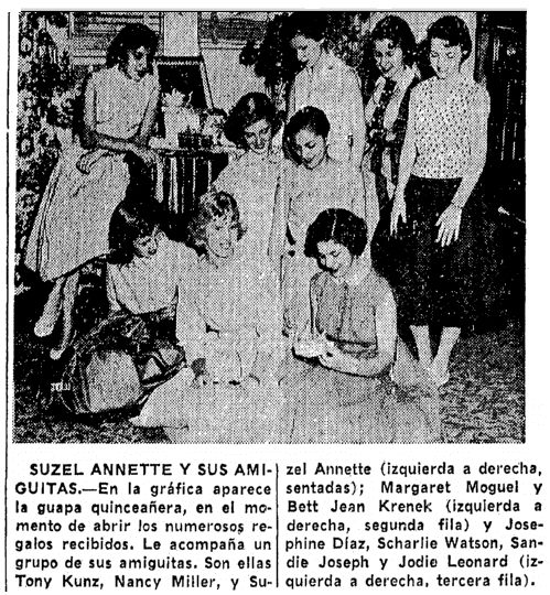 article about Suzel Annette, Prensa newspaper article 24 April 1955