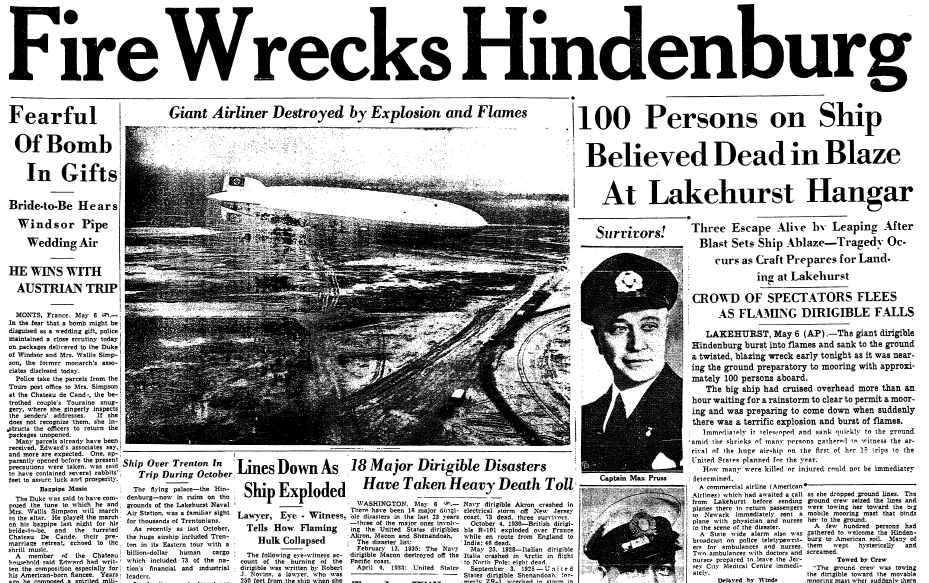 Hindenburg Disaster Ends the Airship Era