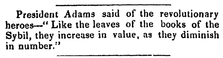 A quote from President Adams, National Aegis newspaper article 22 January 1845