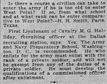 A "Questions and Answers" column, Dallas Morning News newspaper article 5 April 1916