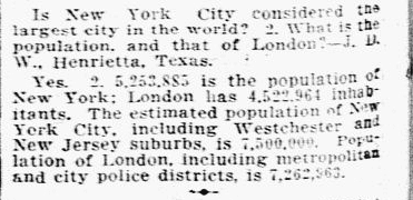 A "Questions and Answers" column, Dallas Morning News newspaper article 2 August 1916