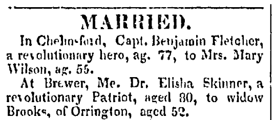 Marriage notices, Haverhill Gazette newspaper article 15 March 1823
