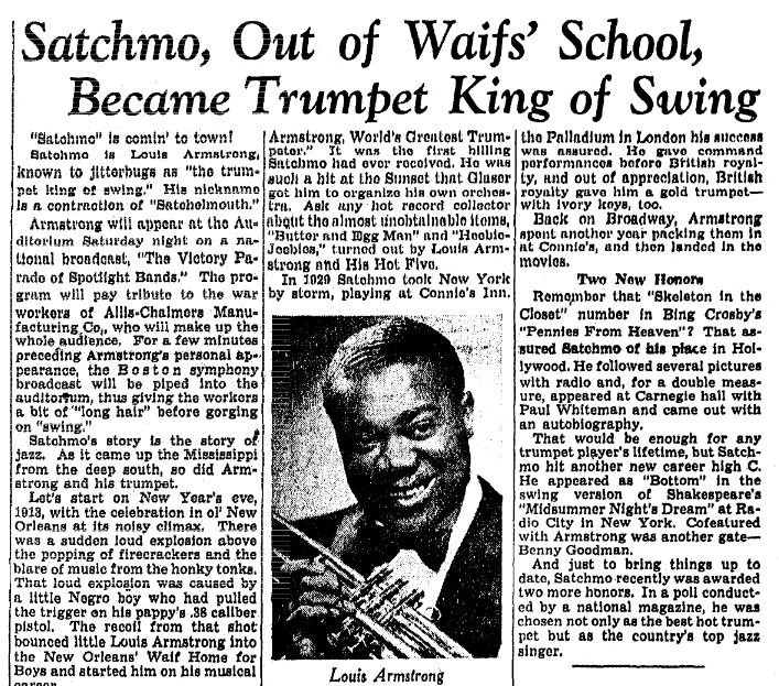 Anniversary of the Birth of Louis ‘Satchmo’ Armstrong