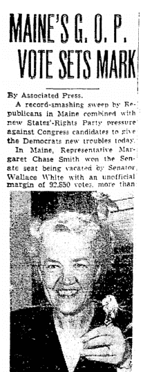 An article about Margaret Chase Smith, Seattle Daily Times newspaper article 14 September 1948