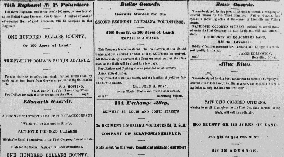 Newspaper recruitment ads for the U.S. Civil War, Daily Delta newspaper advertisements 18 October 1862
