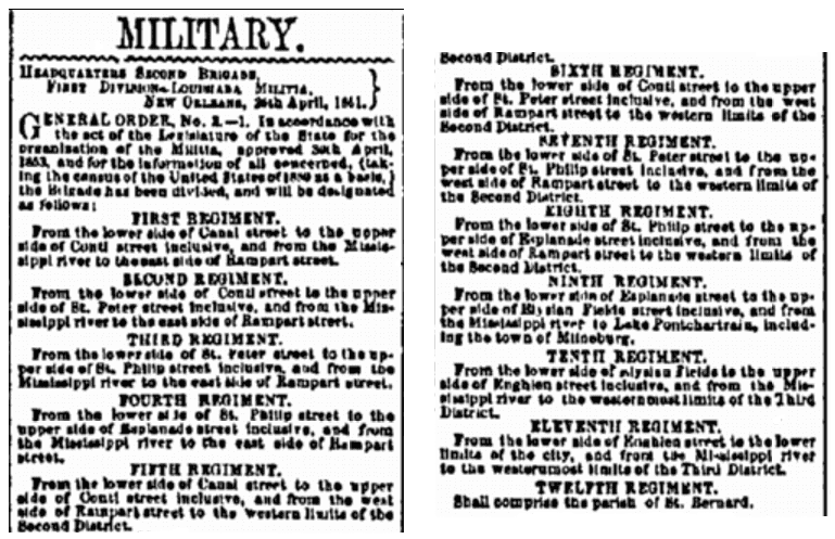 A Civil War draft announcement, Daily True Delta newspaper article 1 May 1861