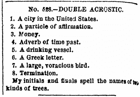 A puzzle, Mirror and Farmer newspaper article 5 October 1872