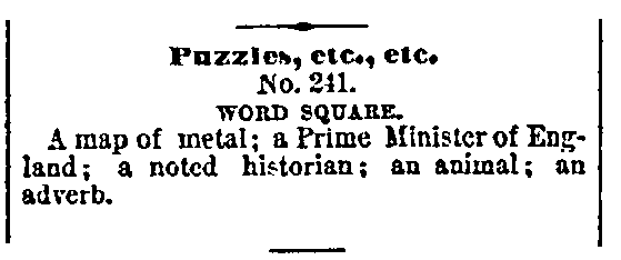A puzzle, Pomeroy’s Democrat newspaper article 2 September 1876