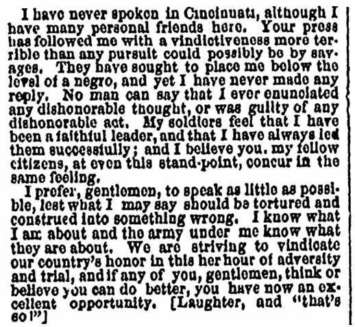 A speech by William Tecumseh Sherman, Boston Herald newspaper article 29 December 1863