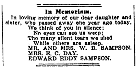 In memoriam notice, Denver Rocky Mountain News newspaper article 25 October 1918