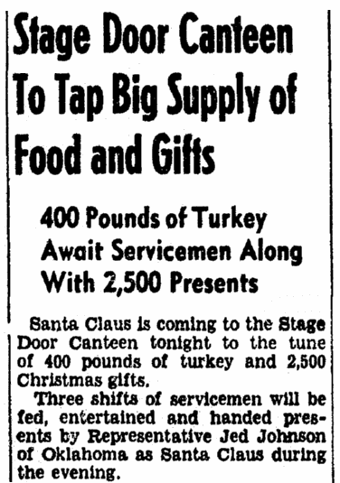 An article about the Christmas menu during WWII, Evening Star newspaper article 25 December 1942