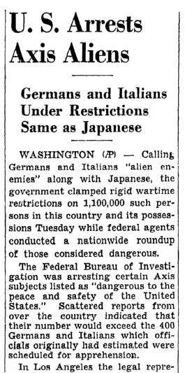 An article about Ellis Island, Idaho Statesman newspaper article 10 December 1941