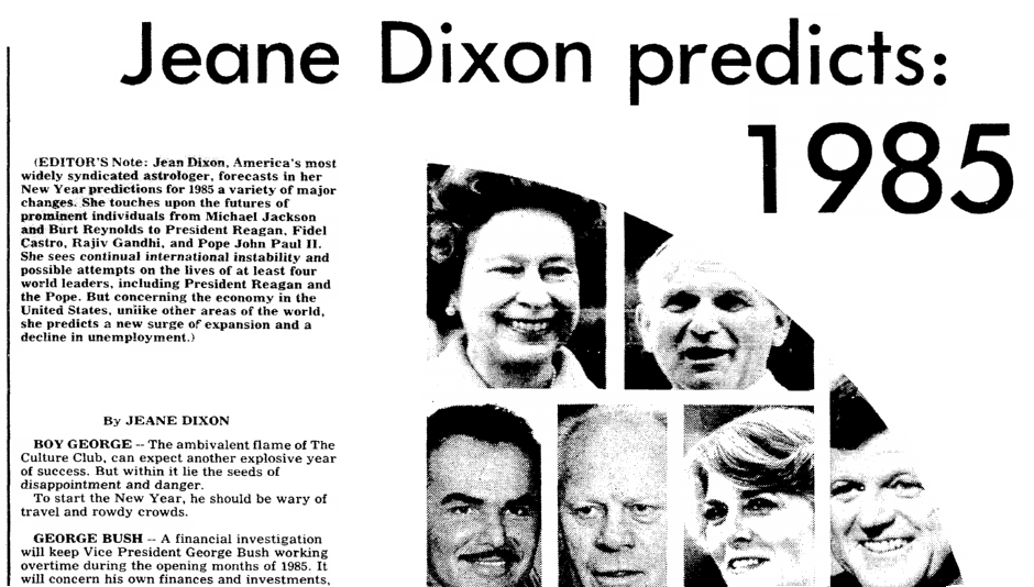 An article about New Year's predictions, Mobile Register newspaper article 6 January 1985