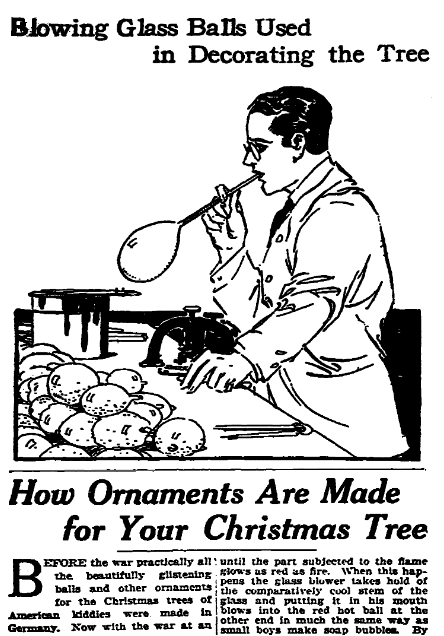 An article about Christmas tree decorations, Plain Dealer newspaper article 14 December 1919