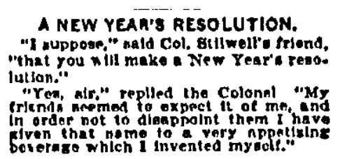 An article about New Year's resolutions, Boston Journal newspaper article 5 January 1899