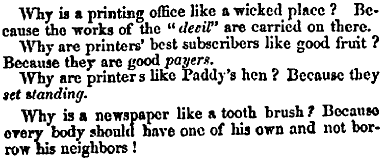 A joke about newspapers, Cabinet newspaper article 4 May 1847