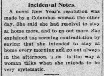 An article about New Year's resolutions, Columbus Daily Enquirer newspaper article 6 January 1901