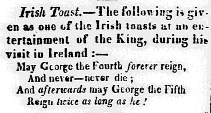 An article about the giving of toasts at gatherings, Concord Observer newspaper article 3 November 1821