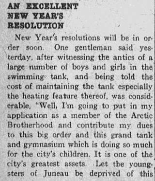 An article about New Year's resolutions, Daily Alaska Dispatch newspaper article 30 December 1916