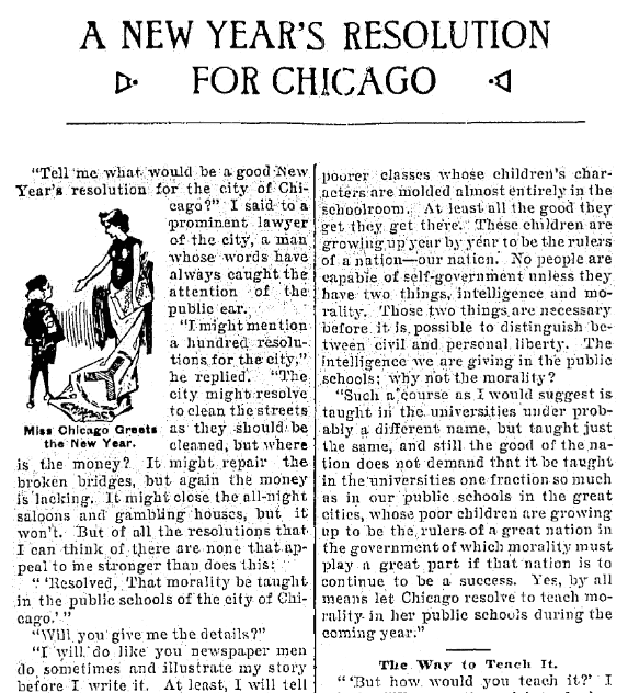 An article about New Year's resolutions, Jackson Citizen Patriot newspaper article 30 December 1899