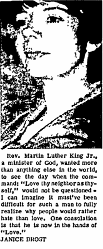 An article about the assassination of Dr. Martin Luther King, Jr., Milwaukee Star newspaper article 10 April 1968