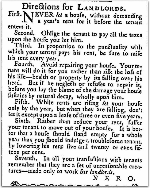 An article about landlords, New-York Journal newspaper article 3 August 1786