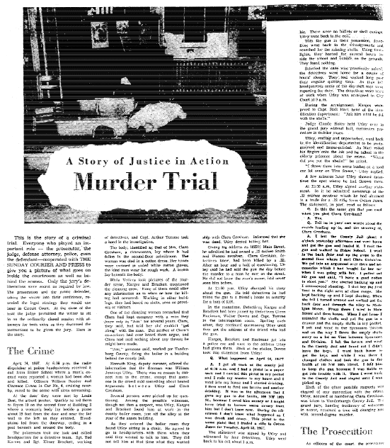 An article about the trial of William Utley for the murder of Clara Gresham, Evansville Courier and Press newspaper article 22 September 1957