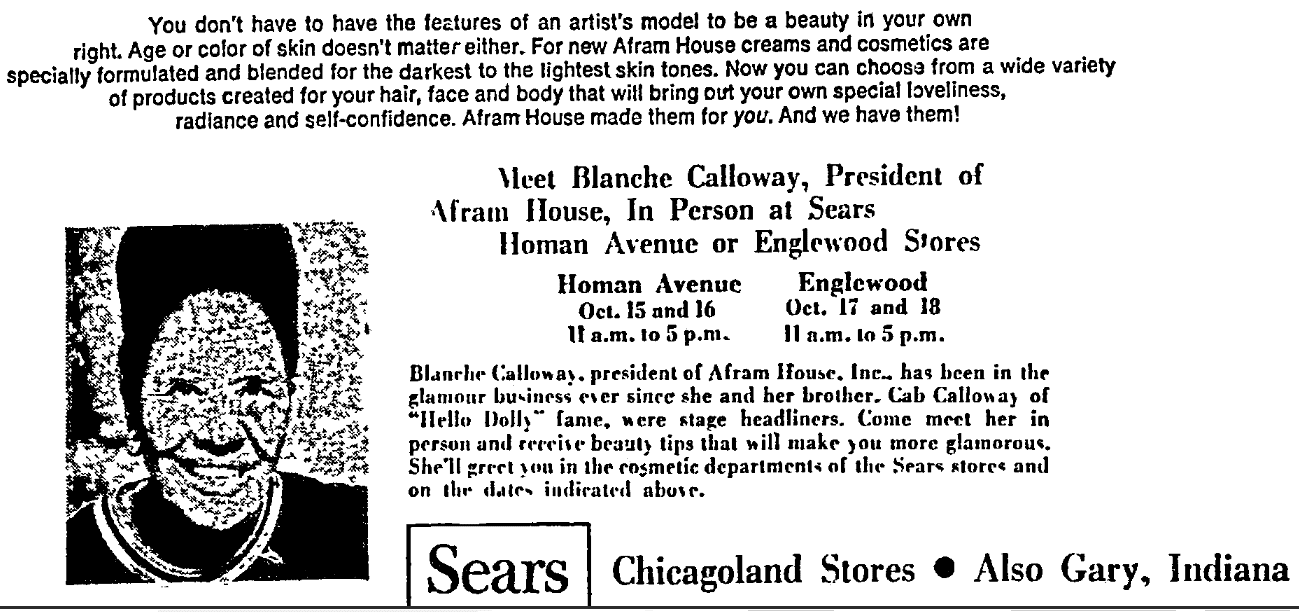 An ad for Afram House cosmetics, Bulletin newspaper advertisement 15 October 1969