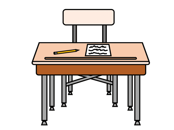 Illustration: an elementary school desk