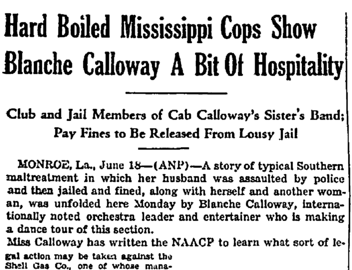 An article about Blanche Calloway, Plaindealer newspaper article 18 June 1937