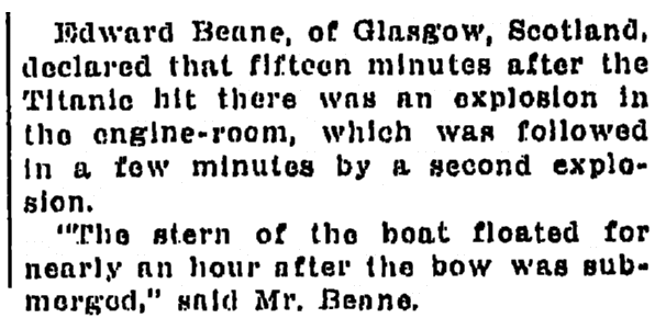 An article about the sinking of the Titanic, Times-Picayune newspaper article 19 April 1912