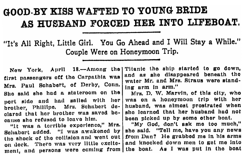 An article about the sinking of the Titanic, Times-Picayune newspaper article 19 April 1912