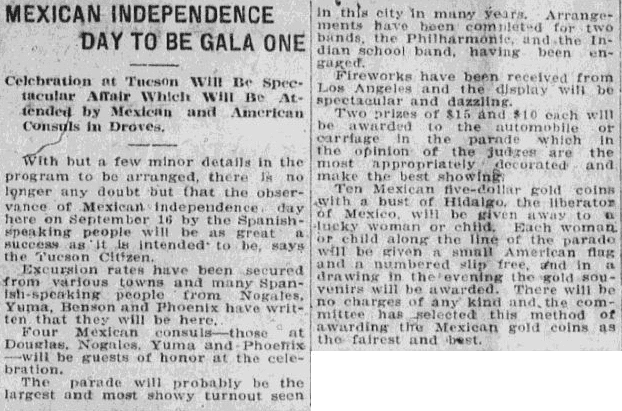 An article about Mexican Independence Day, Albuquerque Journal newspaper article 15 September 1906