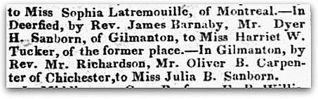 Marriage notices, New Hampshire Patriot and State Gazette newspaper article 31 July 1826