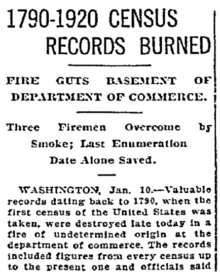 An article about the U.S. Census, Oregonian newspaper article 11 January 1921