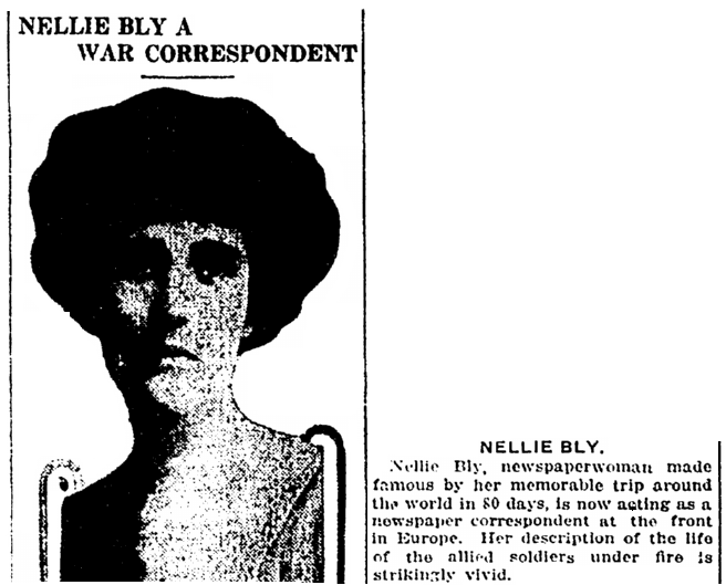 An article about Nellie Bly, Springfield Daily News newspaper article 11 December 1914