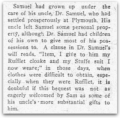An article about Mayflower passenger Samuel Fuller, Dallas Morning News newspaper article 3 January 1915