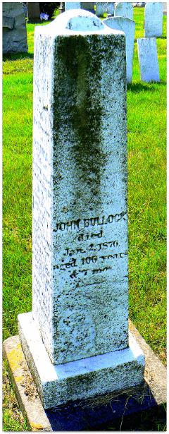 Photo: grave of John Bullock (1769-1867), North Burial Ground, Bristol, Bristol County, Rhode Island