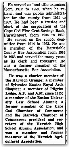 An obituary for John Paine, Boston Herald newspaper article 2 July 1964