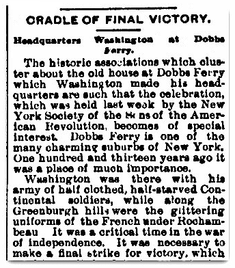 An article about Dobbs Ferry, New York, Crawford Avalanche newspaper article 5 July 1894