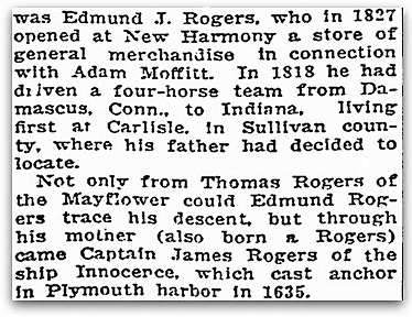 An article about Edmund Rogers, Evansville Courier and Press newspaper article 19 December 1920