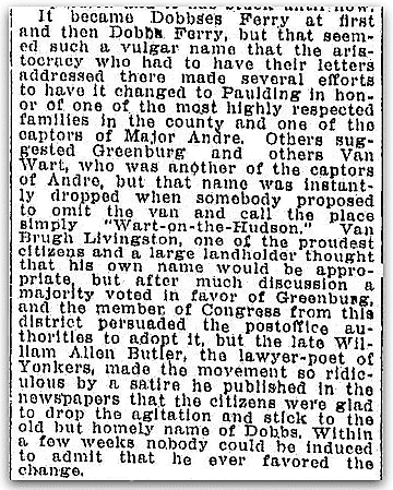 An article about Dobbs Ferry, New York, Lexington Leader newspaper article 2 August 1909