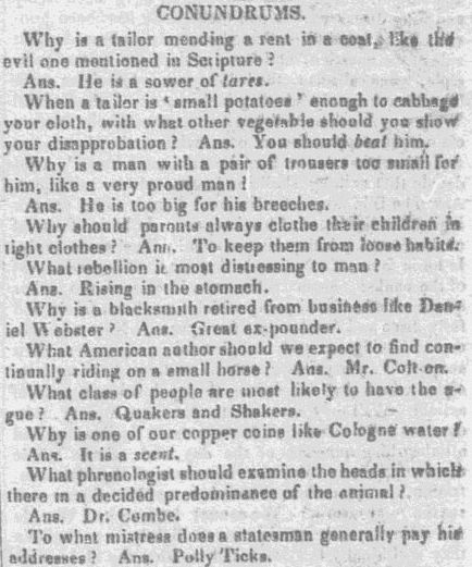 Riddles, New-Hampshire Gazette newspaper article 19 May 1840