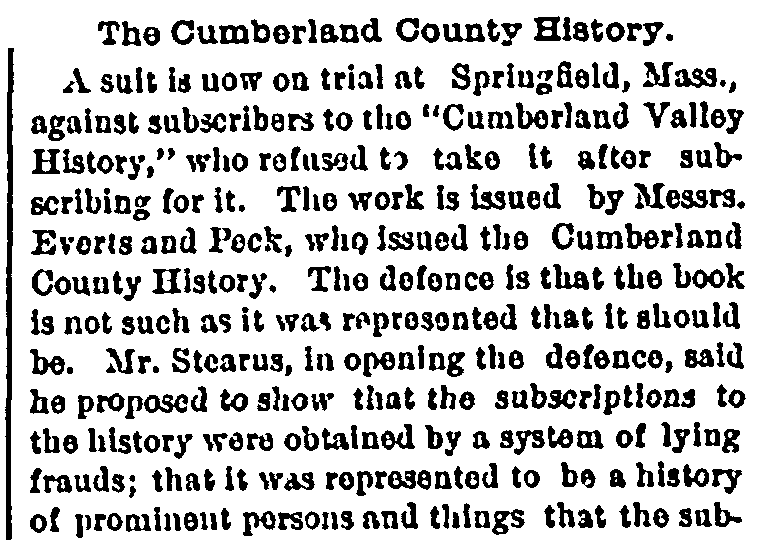 An article about the Cumberland County History book, Portland Daily Press newspaper article 17 March 1880