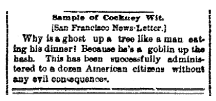A Halloween joke, Daily Illinois State Register newspaper article 24 June 1885