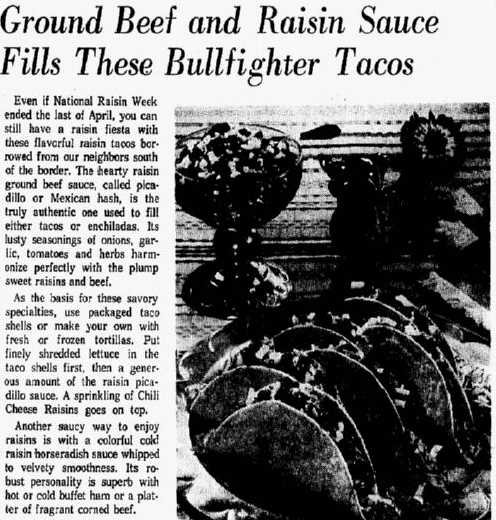 An article about tacos, Dallas Morning News newspaper article 6 May 1965