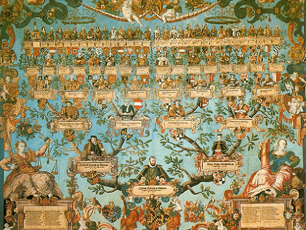 Illustration: the family tree of Ludwig Herzog von Württemberg (ruled 1568–1593), by Jakob Lederlein, 1585. Credit: Landesmuseum Württemberg; Robert Uhland; Wikimedia Commons.