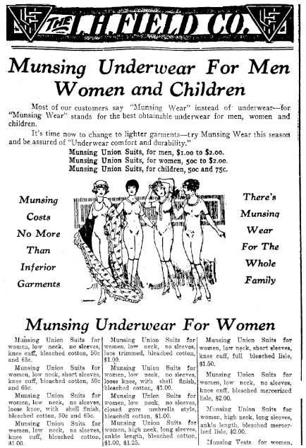 An ad for women's underwear, Jackson Citizen Patriot newspaper advertisement 19 May 1914